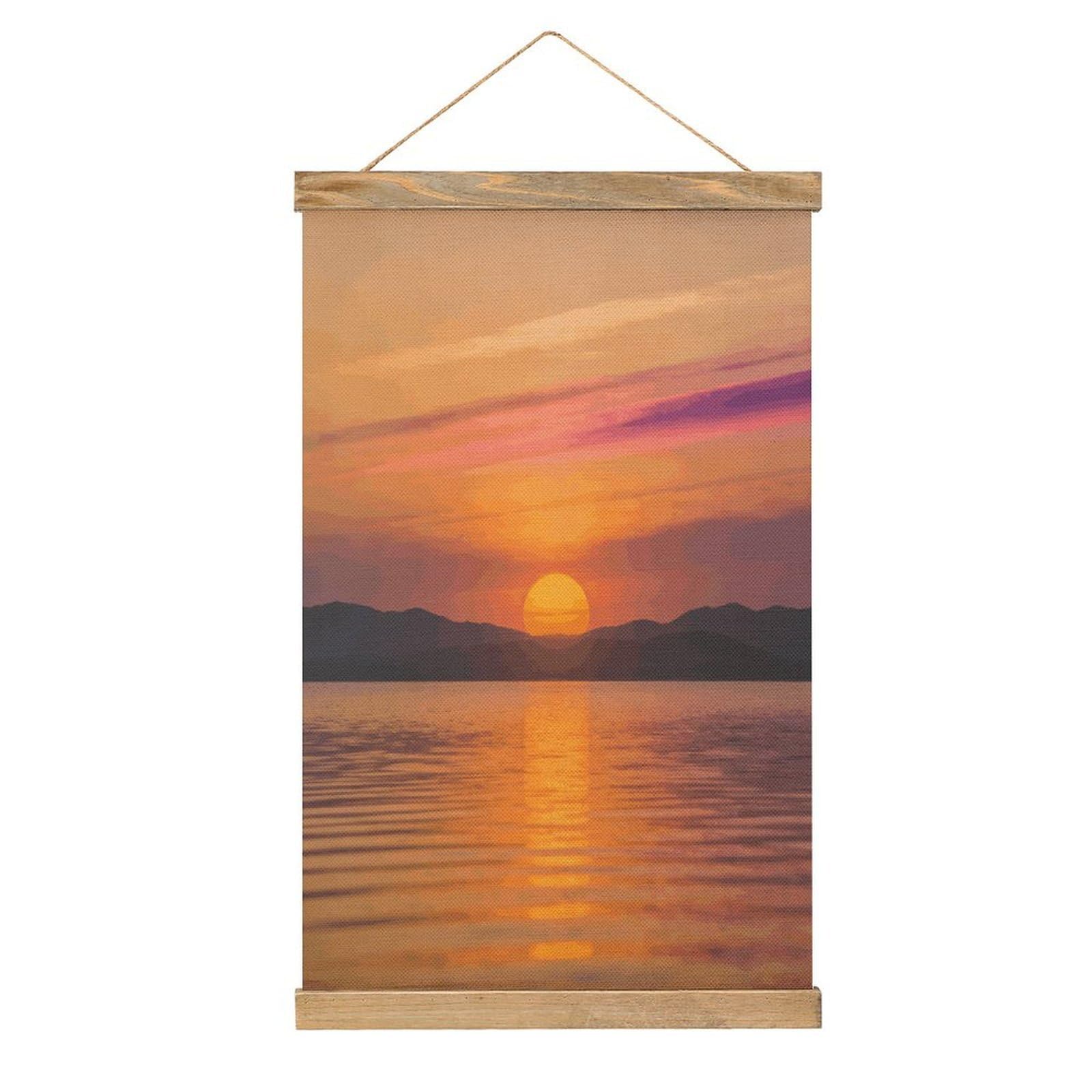 VstaDank Sunrise Poster with Wooden Frame Hanger Art Painting Wall Decor Poster Wall Hanging Wooden Frame 13x20 Wood Poster Hanger for Photo Picture Art Canvas Print Artwork