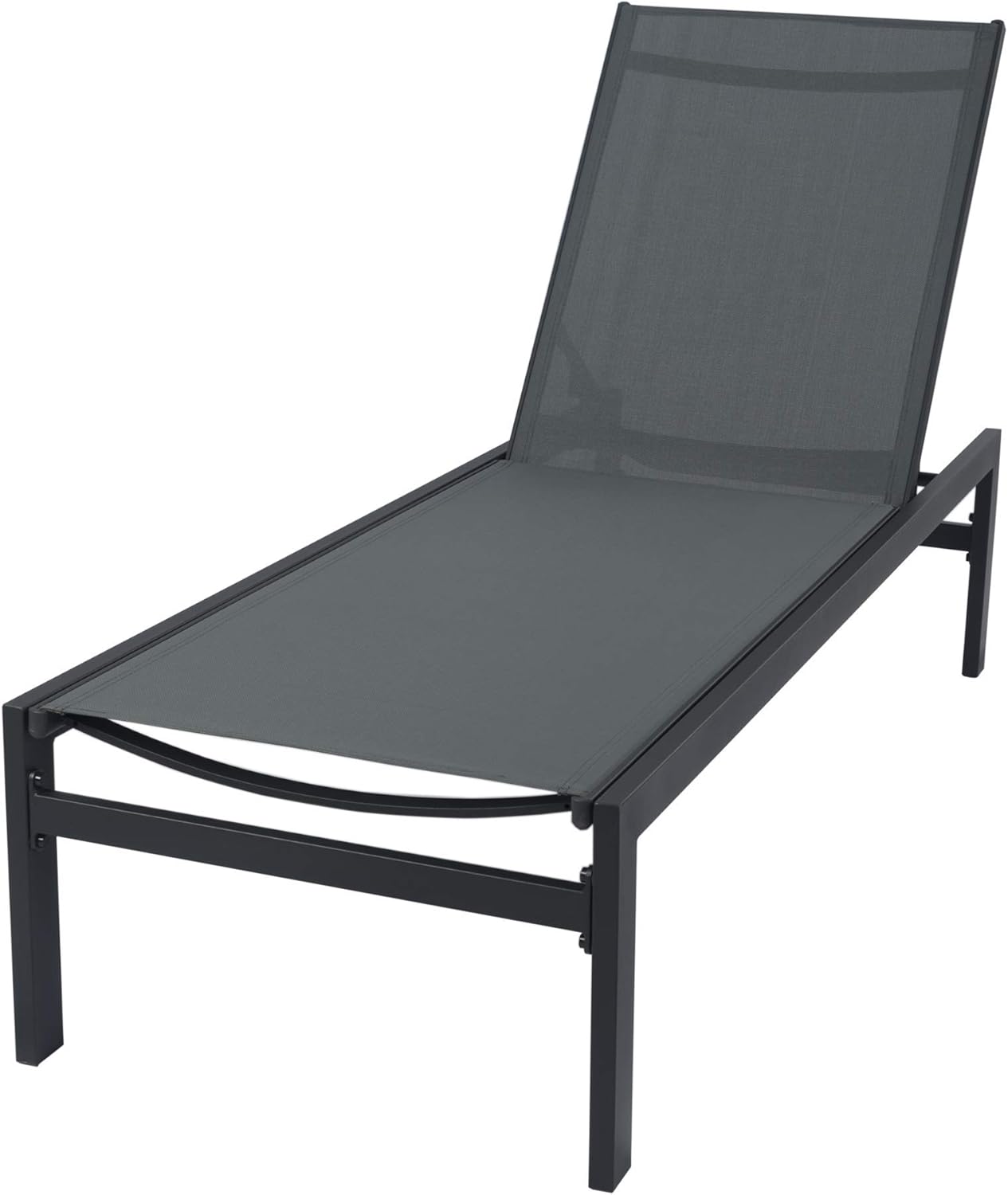 Kozyard Modern Full Flat Alumium Patio Reclinging Adustable Chaise Lounge with Sunbathing Textilence for All Weather, 5 Adjustable Position, Very Light, Anti-Rusty (Gray)