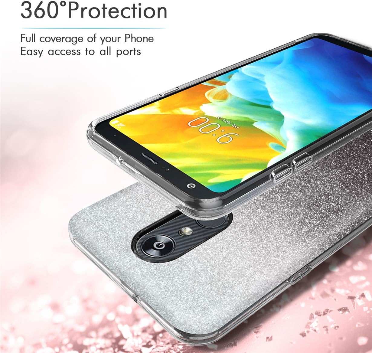 Stylo 4 Case, Stylo 4 Plus Case, Q Stylus Case,Numy Dual Layer Shockproof,Highly Protective w Kickstand Hard PC & Soft TPU Phone Case,w HD Screen Protector,Attractive Tire Appearance-Black