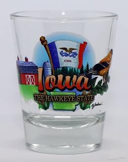 World By Shotglass Iowa Hawkeye State Elements Shot Glass