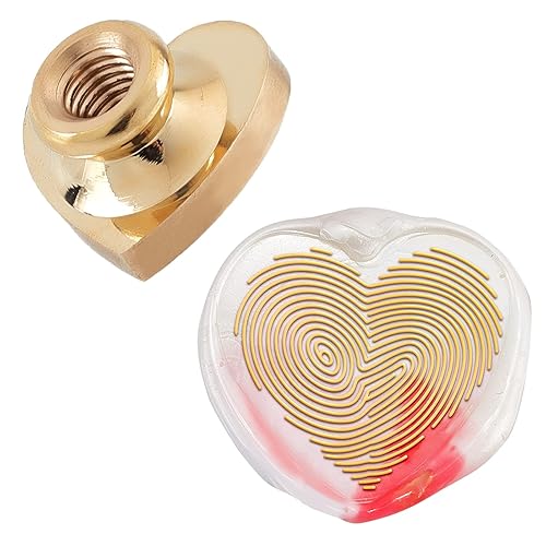 CRASPIRE Cabezales de sello de cera de huellas dactilares, sin mango, vintage, en forma de corazón, extraíble, latón, repuesto para invitaciones de