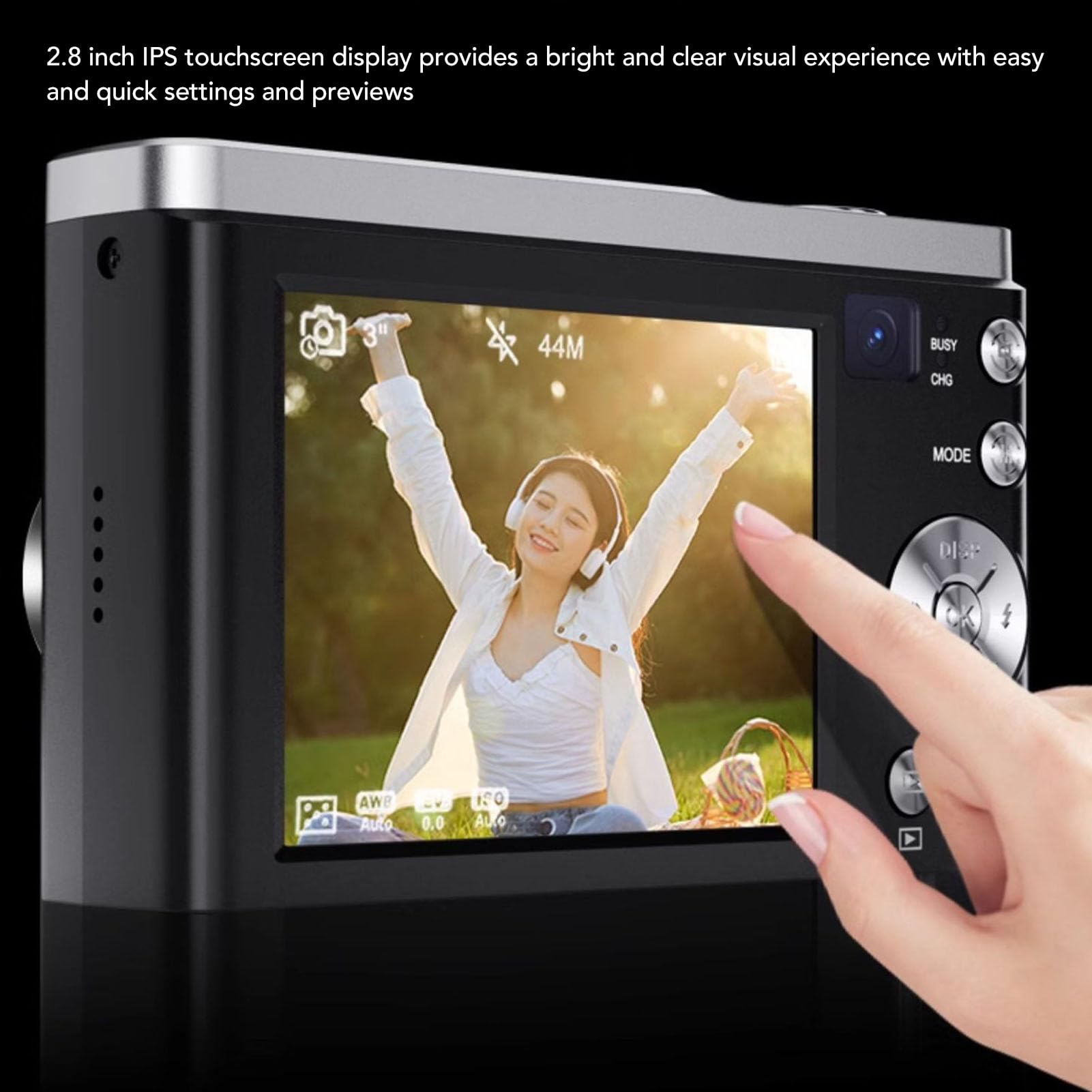 Registratore per Fotocamera Digitale, Videocamera Full HD 5K, Videocamera Touch Screen 16X Anteriore 12MP Posteriore 10X per Fotografia Viaggi Bambini Adolescenti Adulti