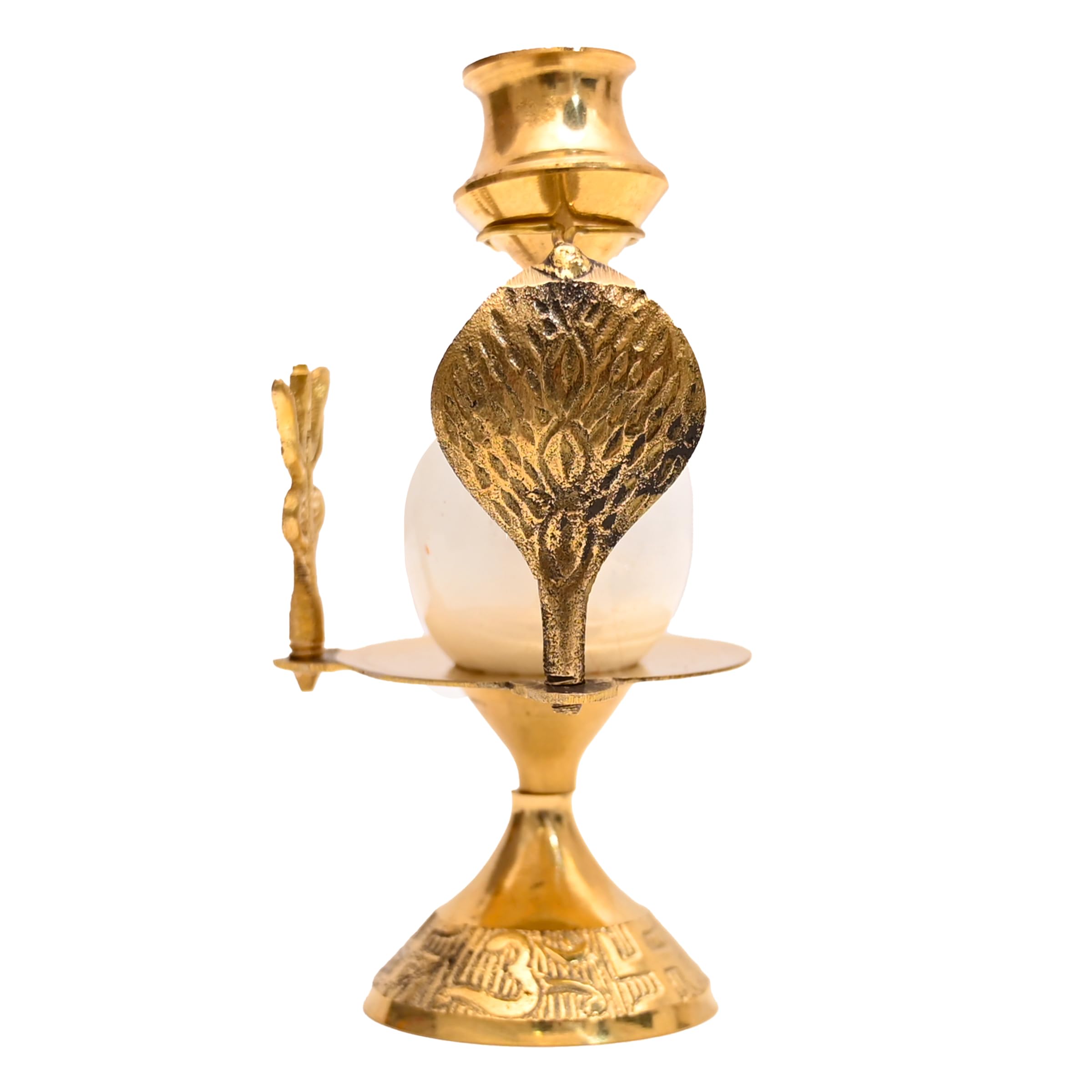 Shivling Idol Brass Jal Abhishek Stand White Puja Patra Lota with Trishul and Nag Nagraj Statue God Figurine for Hindu Pooja Temple Decor and Gifting (White Om Shivling with lota and stand) - Image 3