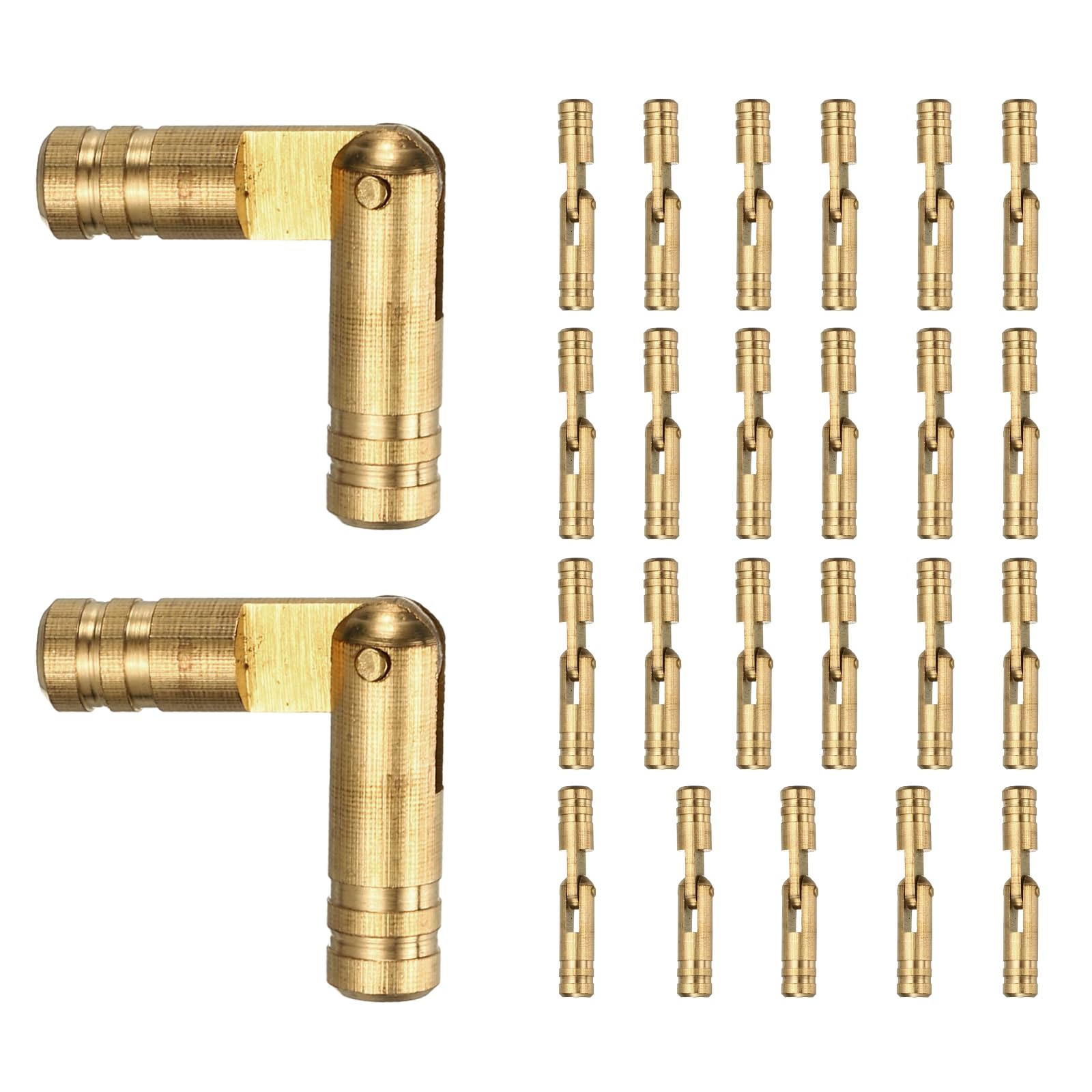 sourcing map 25 Pcs Barrel Hinges, 5 x 30 mm Jewelry Box Hinges Folding Concealed Brass Cylinder Hidden Barrel for Wooden Music Boxes Small Woodworking Projects Cabinet Doors, Yellow