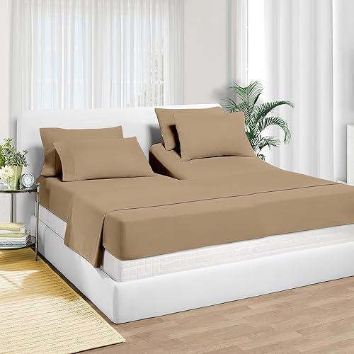 SGI bedding Juego de sábanas de algodón egipcio de 600 hilos, tamaño Queen, con división superior, para cama ajustable, tamaño Queen, 32 pulgadas,