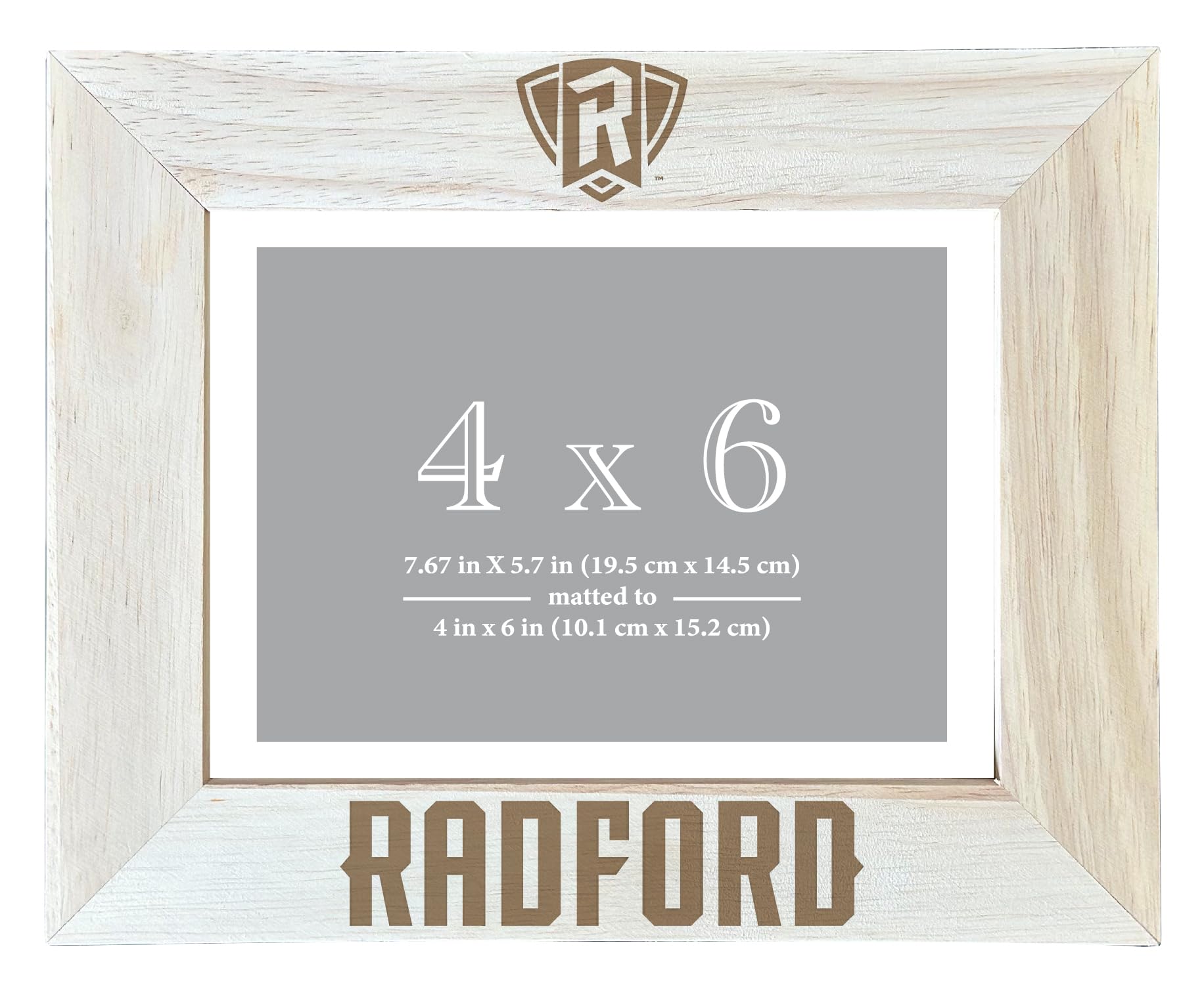 R and R Imports Radford University Highlanders Wooden Photo Frame Etched Design Matted to 4 x 6 Inch Officially Licensed Collegiate Product