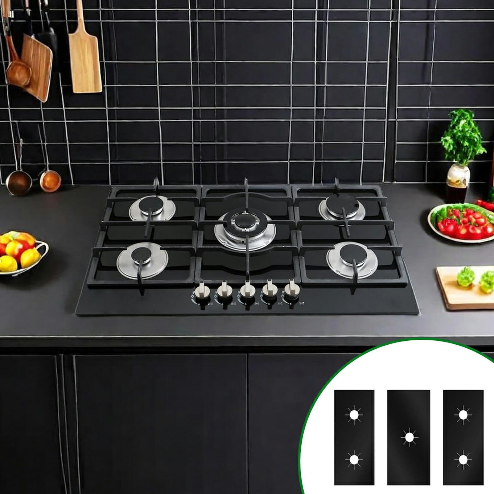 Copri Fornelli A Gas 5 Fuochi - 3 Pezzi In Fibra Di Vetro Resistente Al Calore