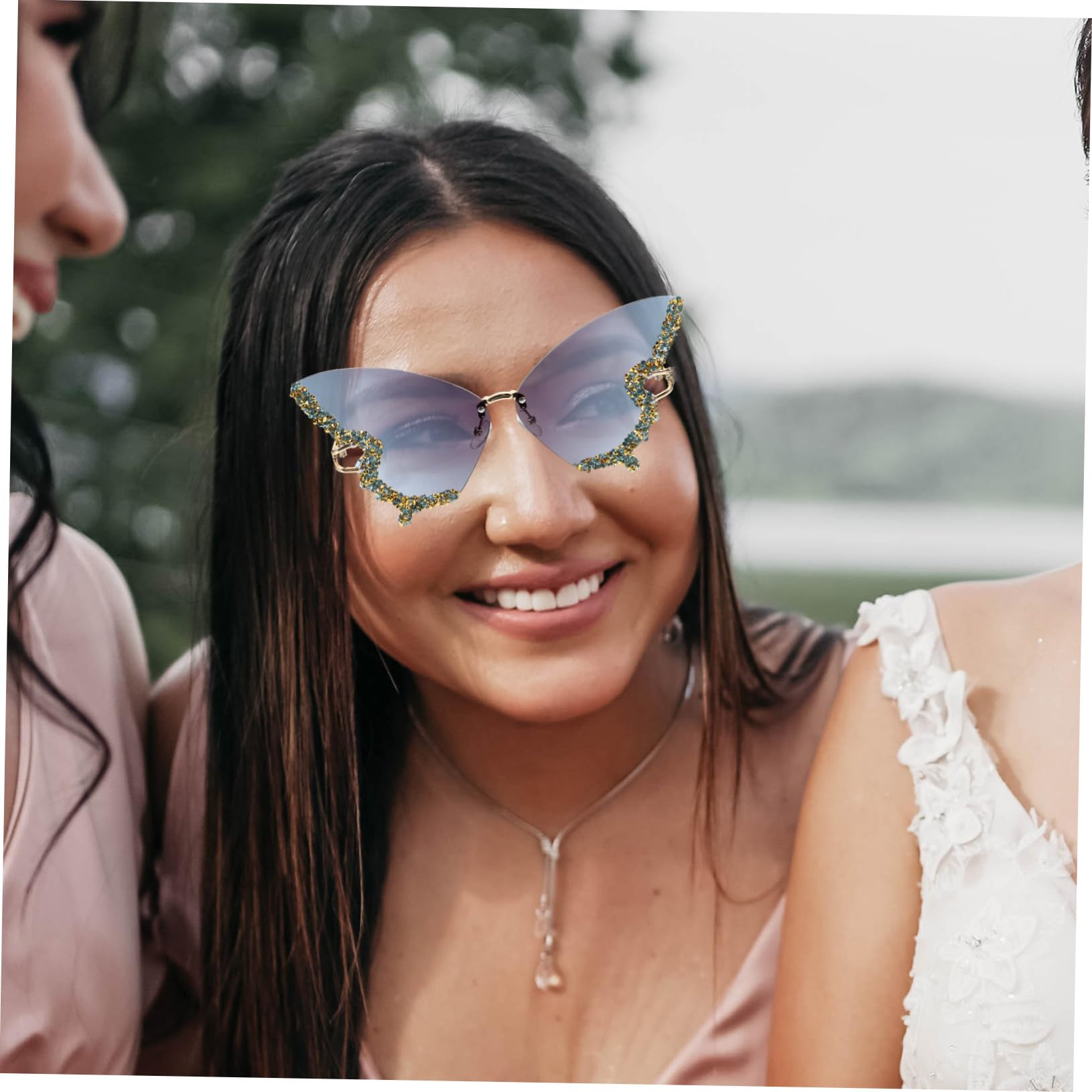 LIFKOME 3 Occhiali Da Sole Leggeri Alla Moda A Farfalla Senza Montatura Con Strass