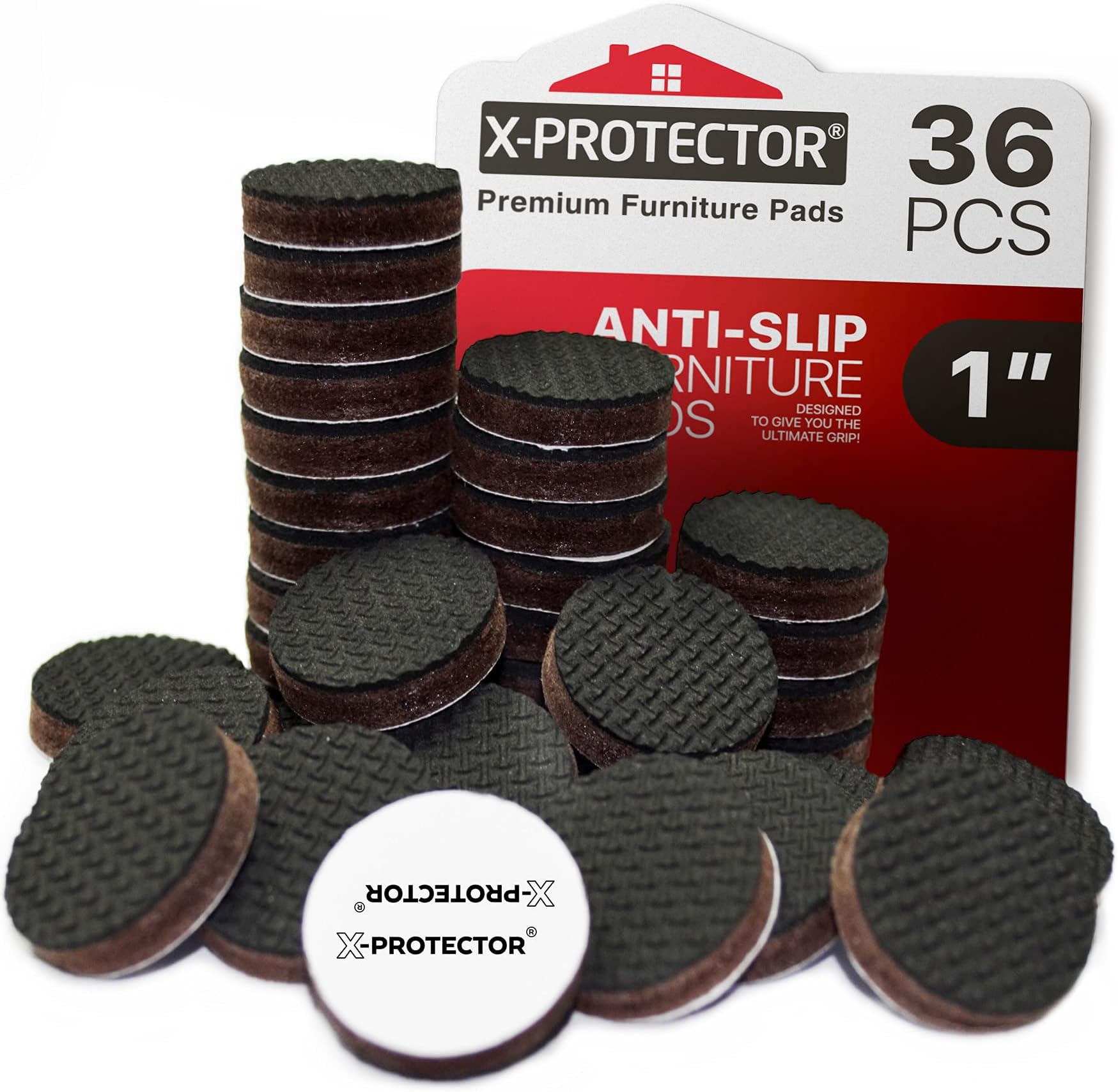 X-Protector Grippers Premium 36 pcs 1 Best Non Slip Pads Rubber Feet-Furniture Floor Protectors for Keep in Place Furniture & Furniture Stoppers, Black