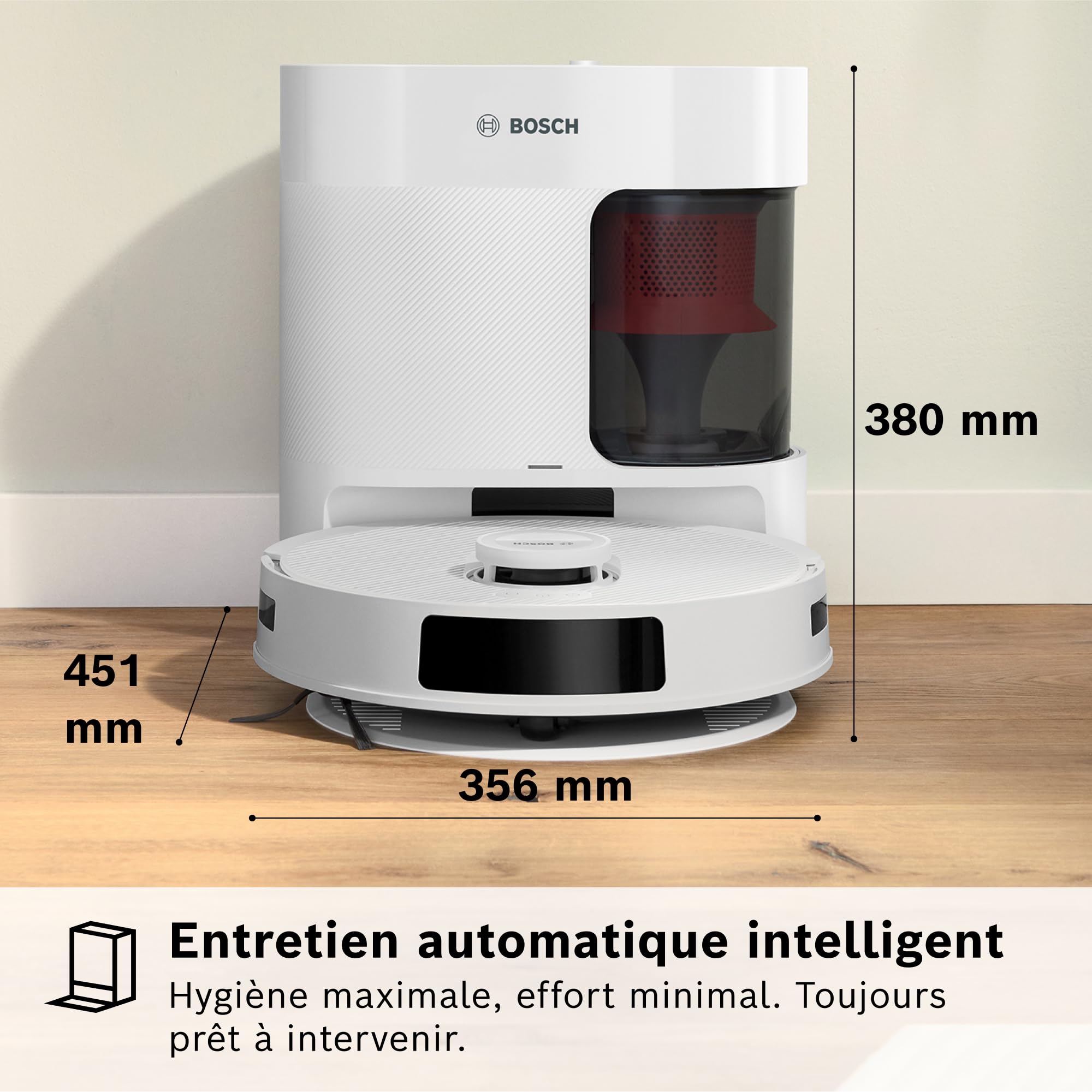 Bosch BCRD1W Spotless+ - Robot aspirateur-laveur, anti-emmêlement