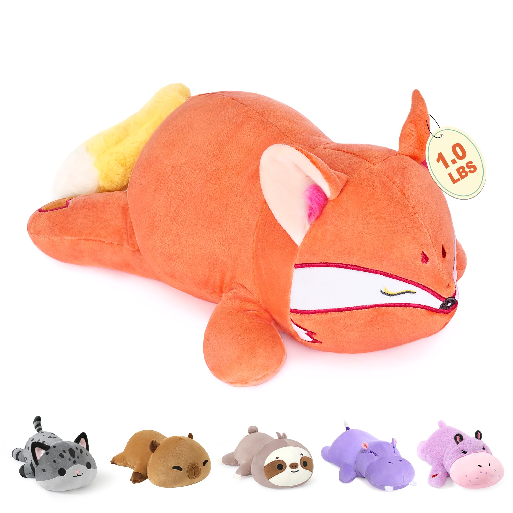 Onsoyours Original Red Wheat Fox Weighted Stuffed Animal Cute Weighted Positive Fox Plush Pillow Toy Soft Plushies Gift
