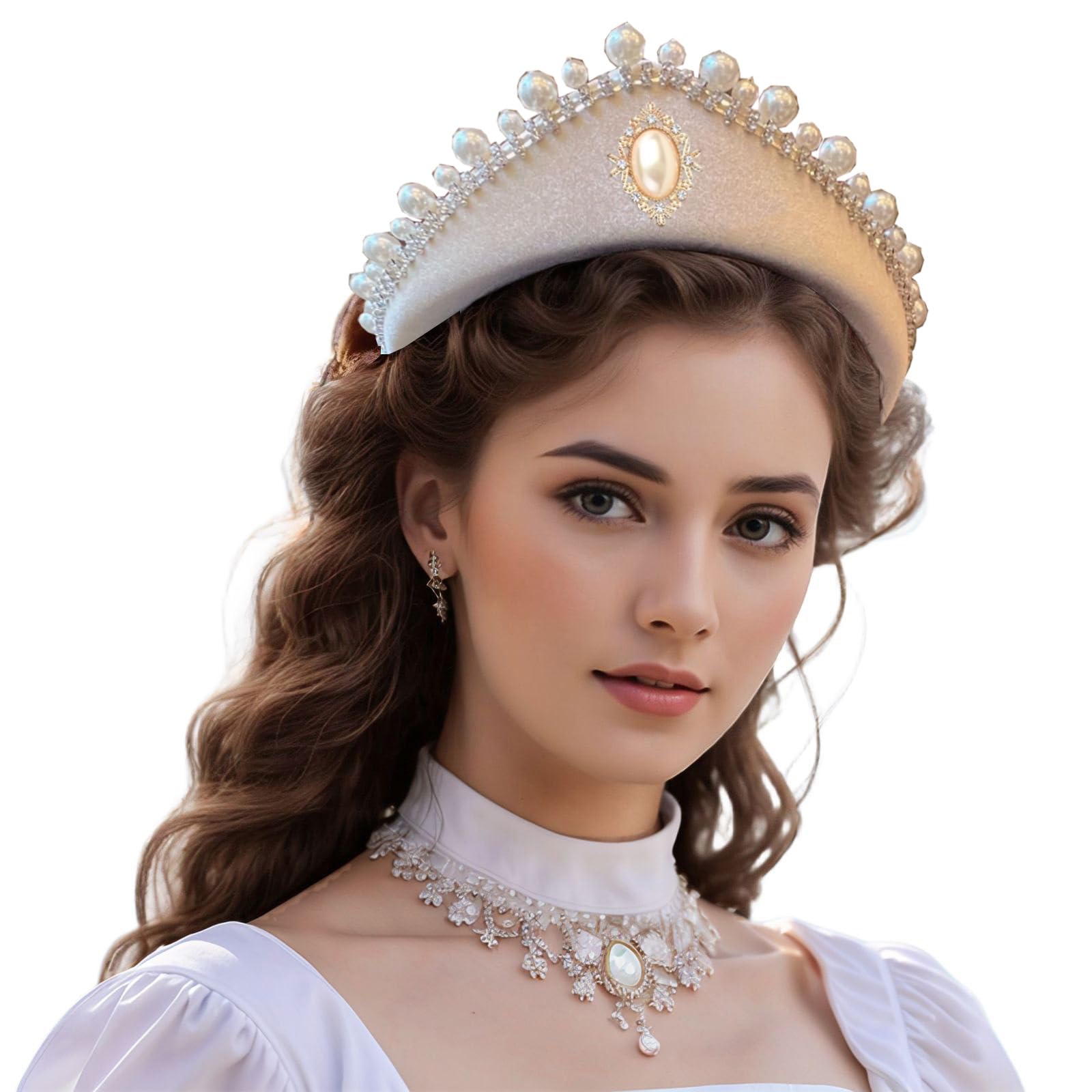 Unykaflor Victorian Vintage Headwear, Tudor Elizabethan Princess Coronet Headpiece Hair Accessories for Renaissance Costume Cosplay
