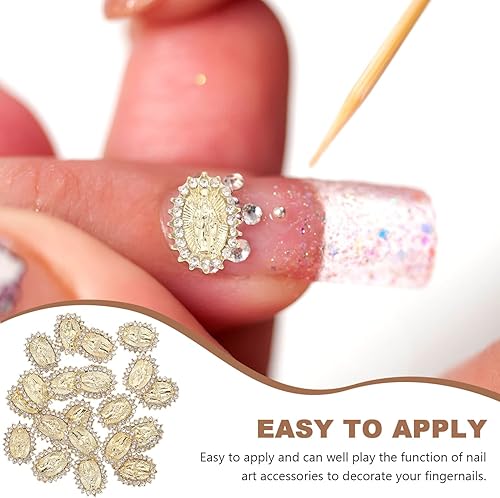Miniatura 5 de 20 piezas de dijes de uñas virgen de metal Buda s religiosas joyas de uñas 3D s mujeres niñas manicura arte decoración