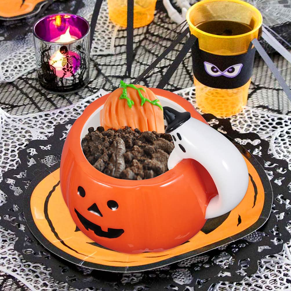 Luxshiny Cute Ceramic Pumpkin Cup 2PCS Ceramic Pumpkin Shaped Coffee Mug - Image 3