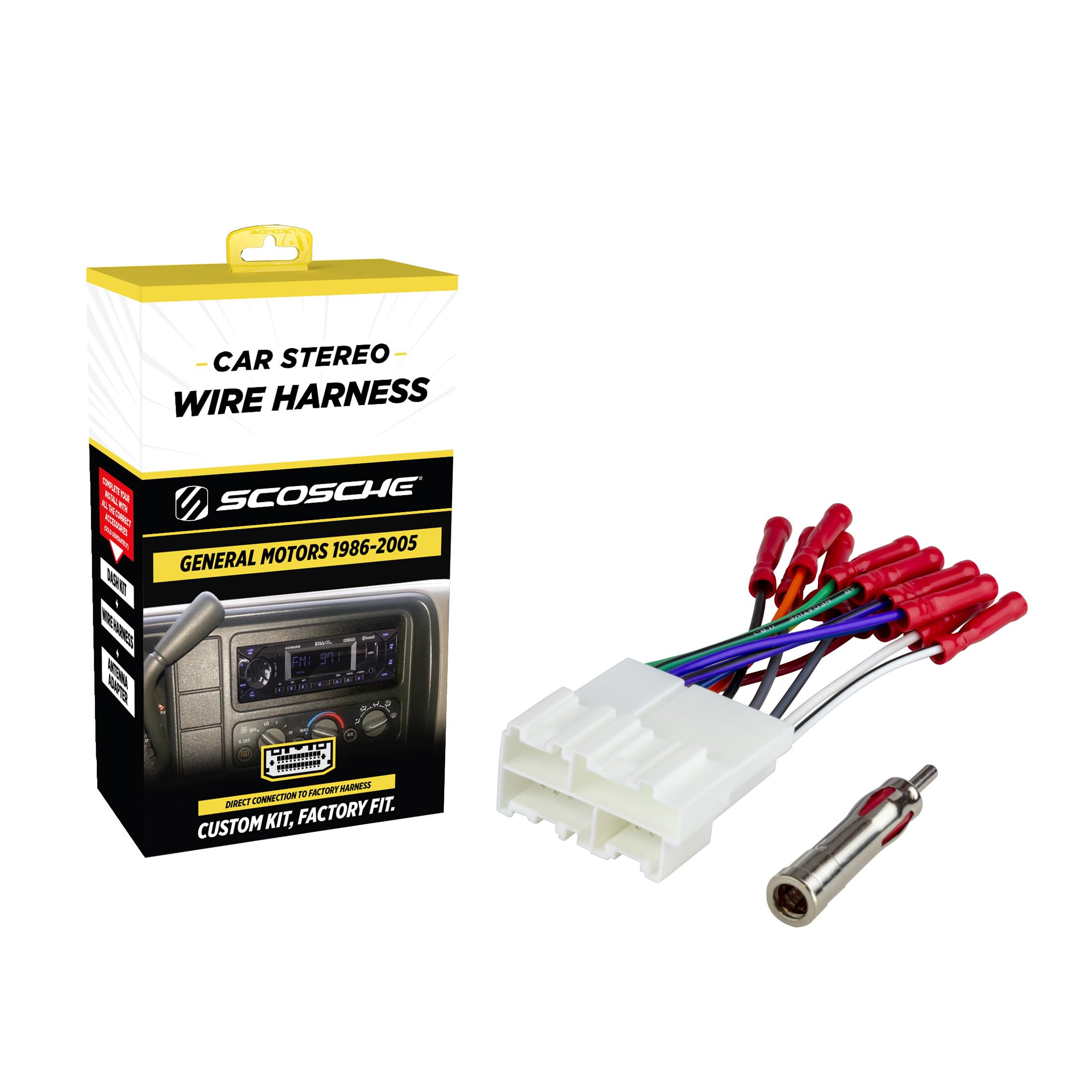 Scosche GM2AB Car Radio Wiring Harness and Antenna Adapter Compatible with Select 1986-05 GM, Buick, Cadillac, Chevy, GMC, Oldsmobile, Pontiac, Saturn Vehicles - Aftermarket Stereo Receiver Wire Kit