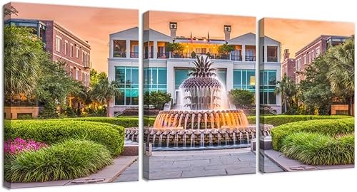 Charleston Carolina del Sur de Estados Unidos para sala de estar, dormitorio, decoración del hogar, parque frente al mar de Estados Unidos, fuente