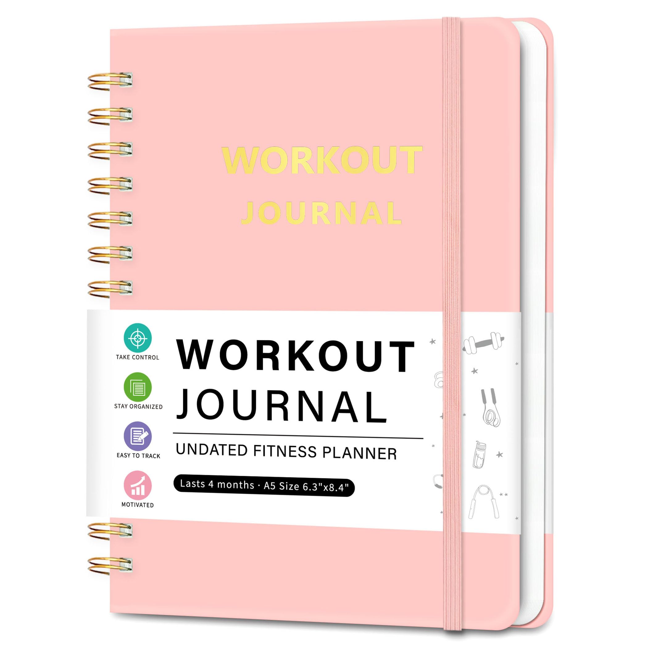 Workout Journal Fitness Planner for Women & Men, Undated Workout Log Book to Tracking Gym Sessions, Great Accessories to Achieving Your Wellness Goals, 6.3