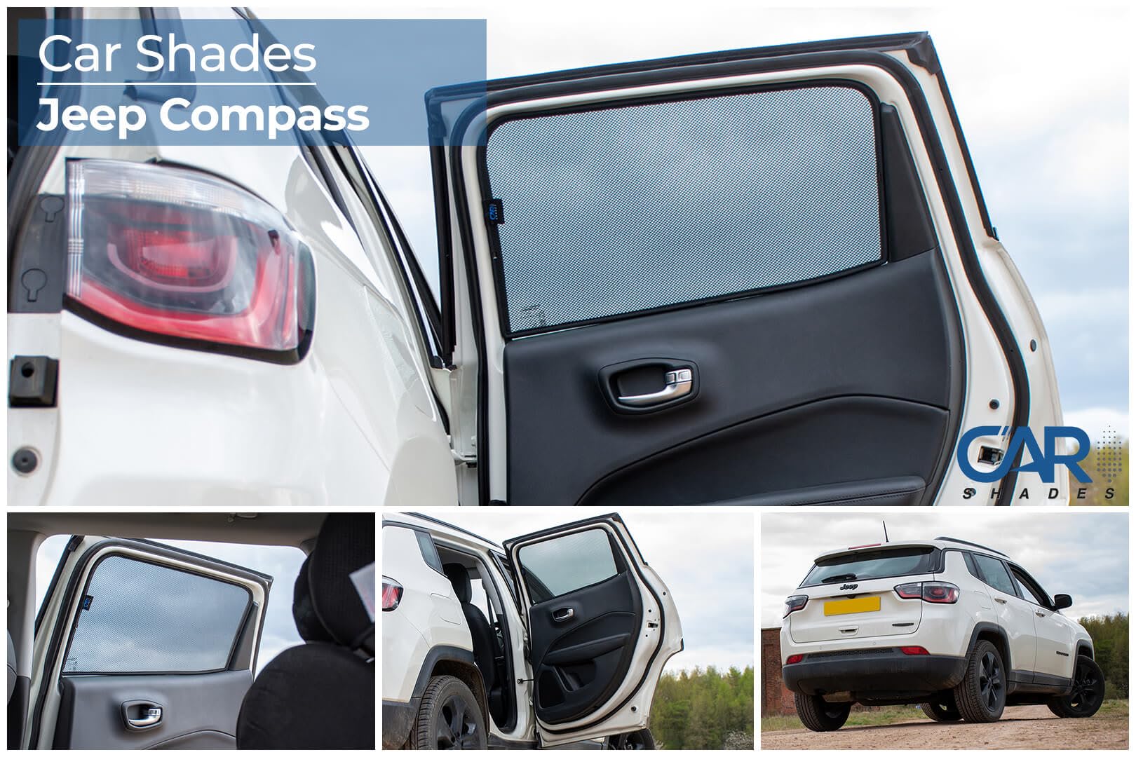 Car Shades Set (Porte Laterali Posteriori) Compatibile con Jeep Compass (MX) 2017- (2-Parti) Tendine Parasole su Misura