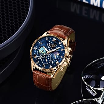 LIGE Watches for Men Dress Wrist Analogue Mens Leather Watch