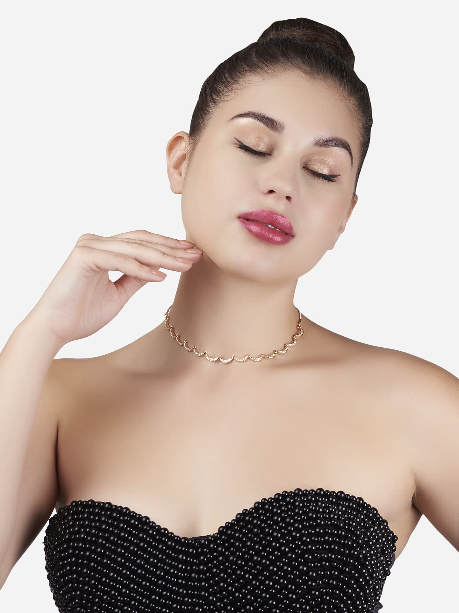 Chic CZ Crescent Necklace for Women