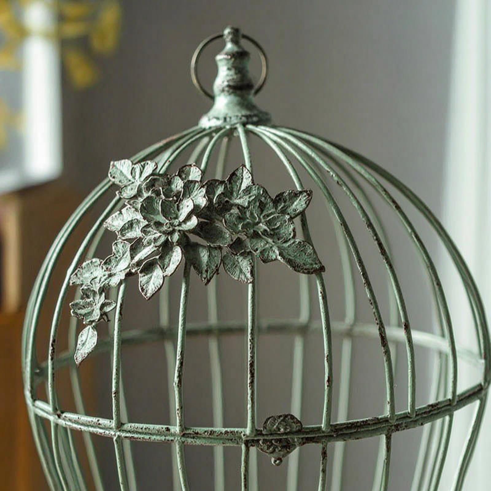 Vogelkäfig Verspielt Vogelkäfig mit Tür rativ käfig für Brautpaare, Wohnzimmer, Vintage Vogelkäfig Mit Blättern, 70cm Höhe