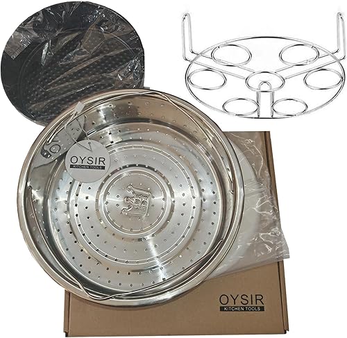 Miniatura 7 de Cesta de vapor, soporte para huevos, molde antiadherente para tartas de 7 pulgadas, 50 piezas de papel para pasteles para accesorios instantáneos,