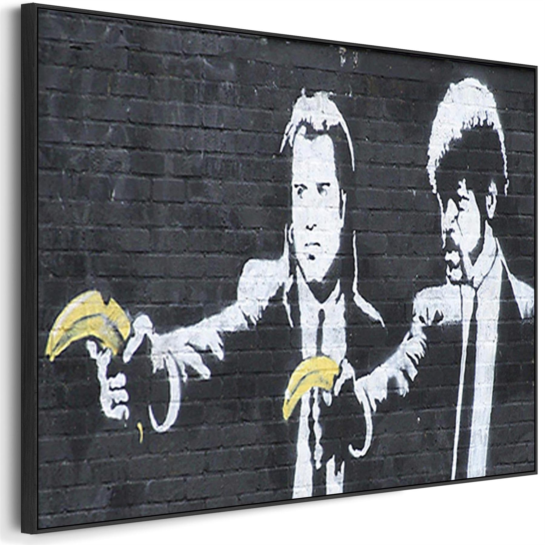 Wallfillers Large Banksy Framed Canvas Art Print - Pulp Fiction (123Cm X 82Cm)