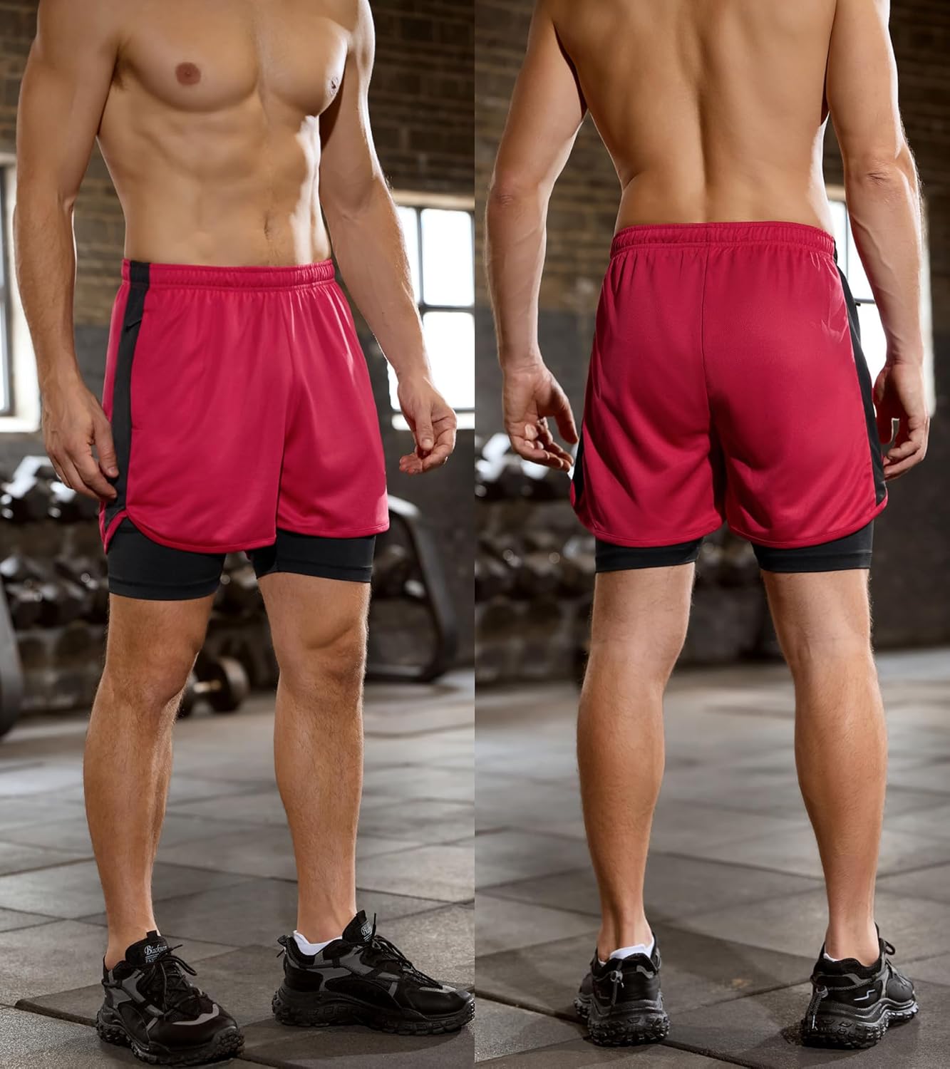 SILKWORLD Men’s Running Shorts 3 PCS Including 2 Pieces of Quick Dry Mens Athletic Shorts with Compression Liner & 1 No Liner Gym Workout Shorts for Men