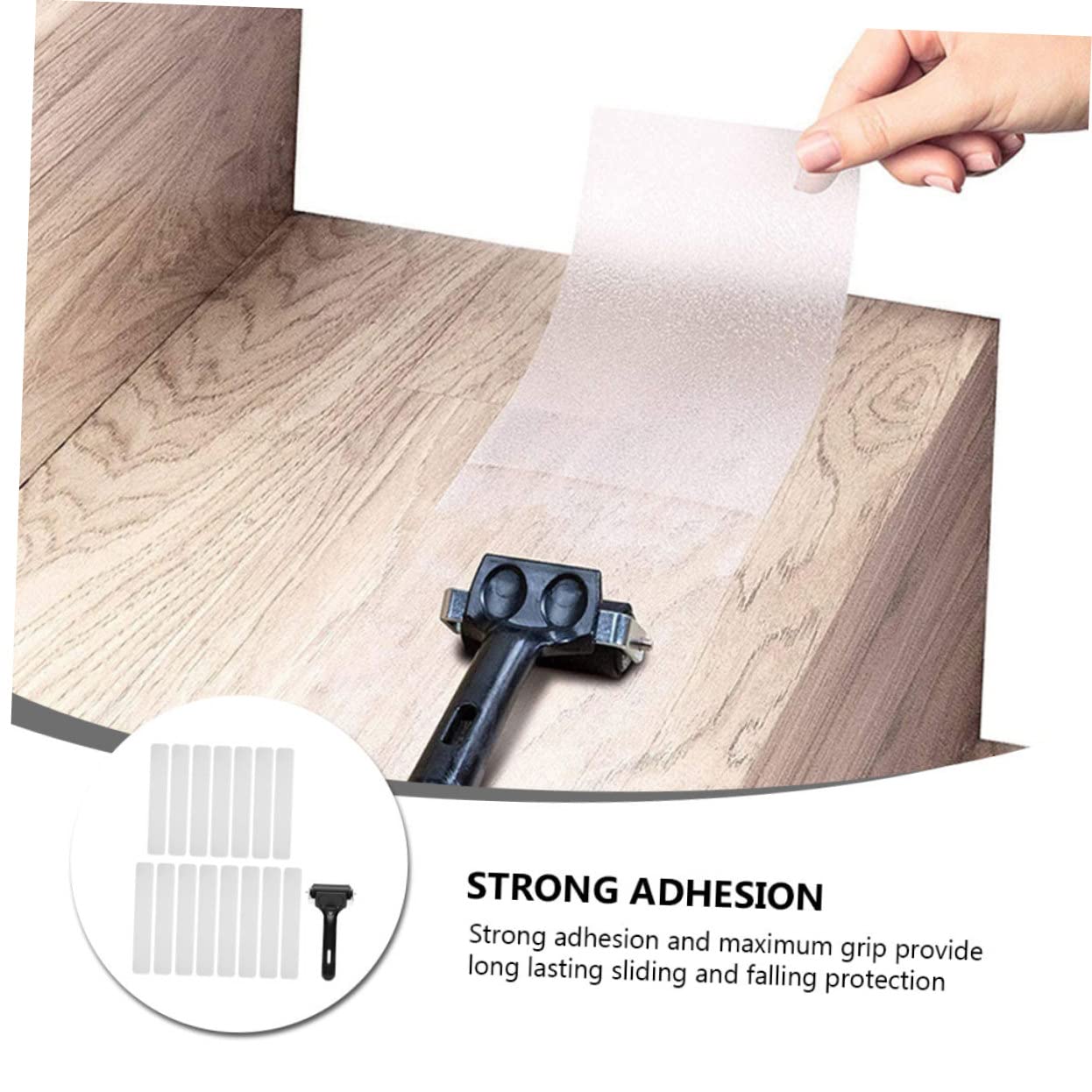 15pcs Non- Strips with Roller for Bathroom Kitchen Pool and Stairs Transparent -Skid Tape Peva Material for Enhanced Grip and Safety