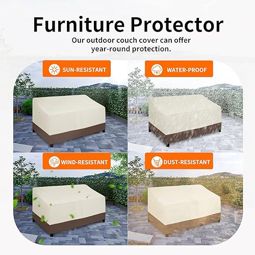 Miniatura 12 de Easy-Going Funda impermeable para sofá de exterior, funda resistente para sofá de patio de 3 plazas, resistente al viento, funda para muebles