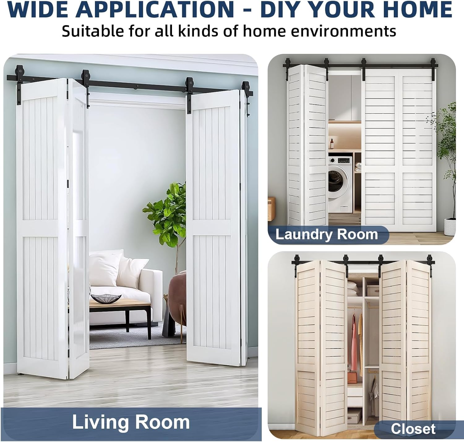 52-Inch Bifold Door Hardware for 4 Doors - Complete Hardware Set with Smooth Quiet Closure and Easy Assembly for Closet and Pocket Doors, Heavy-Duty Lock Holds 200 LBS.