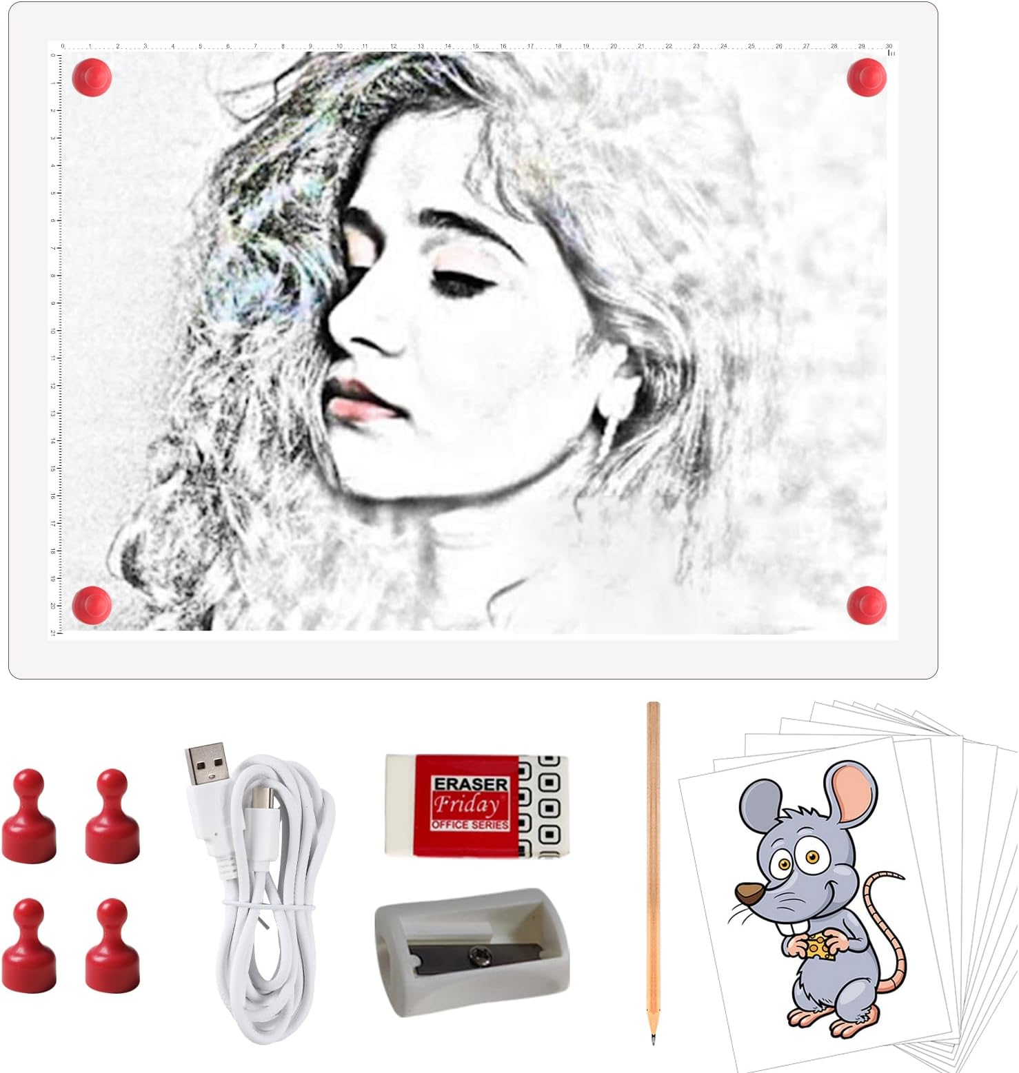 A4 Rechargeable LED Tracing Light Box, ELICE Wireless Battery Powered Light Pad Artcraft Lightpad Cordless Light Board for Diamond Painting Drawing Sketching Weeding Vinyl X-ray Viewing (White)