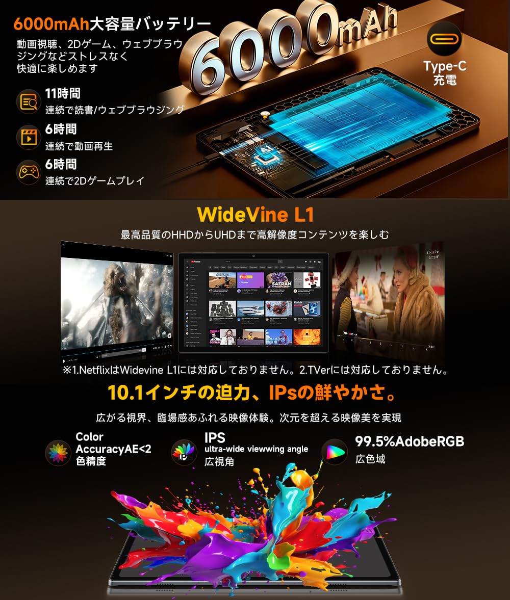 Amazon.co.jp: 【2026新登場 Android 16 タブレット 10インチ強化版