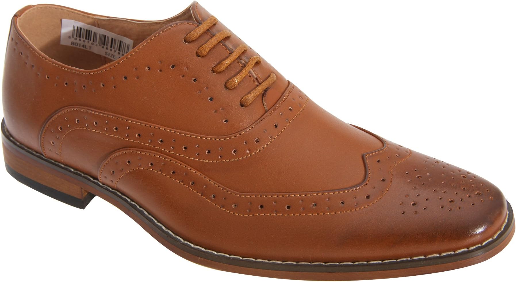 TOMMY Boys Lace Up Brogue Oxford Shoes Tan UK 1 (Junior)