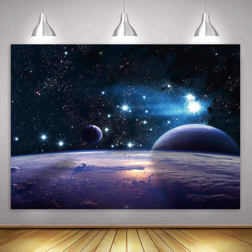 MME Cosmic Sky Photography Background Shining Stars Backdrop Photo Video Studio Props (Vinyl-10x7ft)
