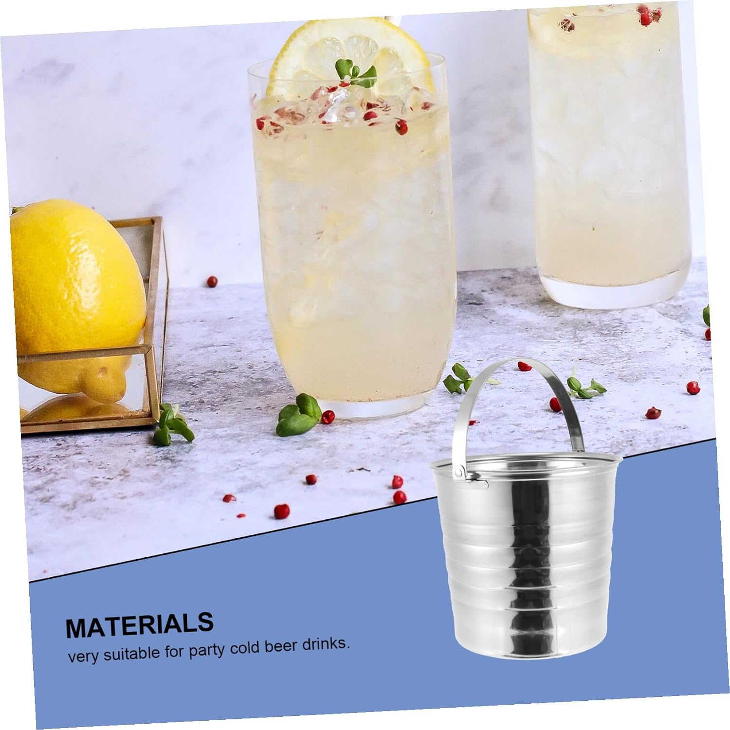 COLLBATH Stainless Steel Ice Bucket for Bar Medium Wine Holder with Tongs Sleek Design Beverage Tub for Parties for Beer and Cocktails