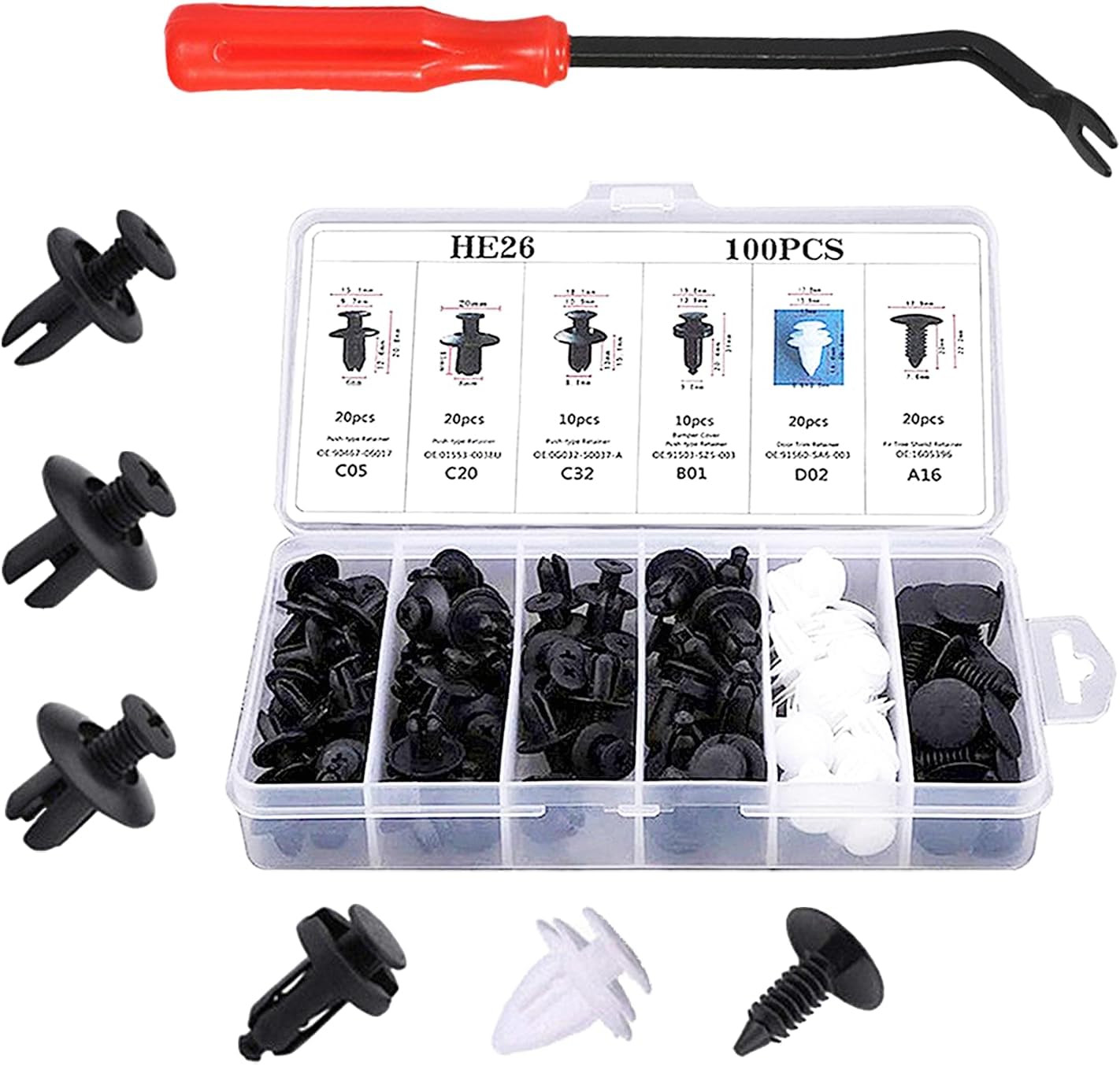 100PCS Car Bumper Retainer Clips, Automotive Body Trim Fixed