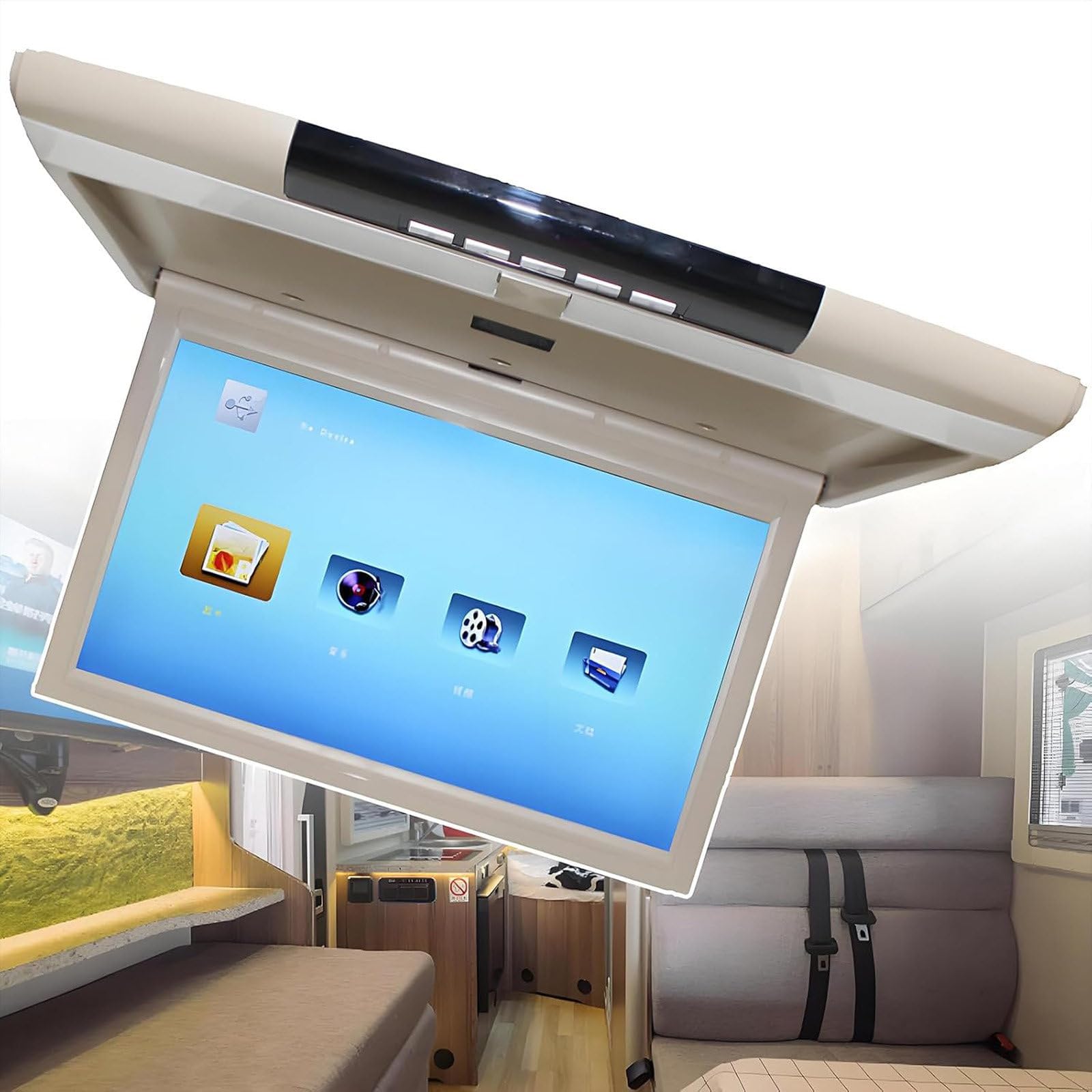 Monitor para transporte público con bordes de goma de alta resistencia beige