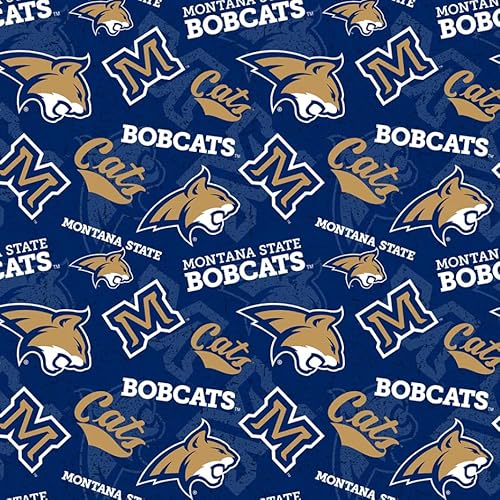 Montana State University Bobcats Fabric – Officially Licensed Montana State University Cotton Quilting Fabric by Sykel Enterprises, Precut Yardage for Sewing & Crafts Tone on Tone