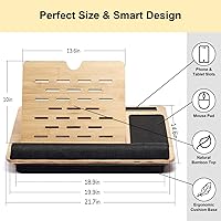 Vista 2 de Foldable Wooden Laptop Stand for Desk – Adjustable & Portable Lapdesk with Cushion – Ergonomic Wood Laptop Riser with Storage Shelf for Home, Office