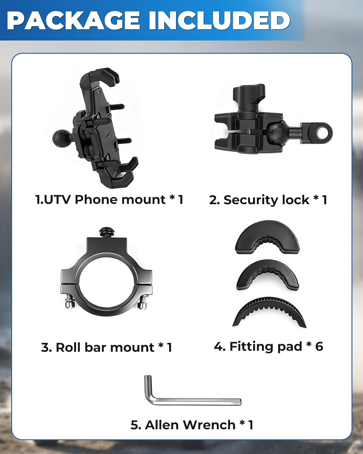 UTV Phone Mount Heavy Duty Anti Vibration UTV Phone Holder 360° Adjustable Aluminum Alloy Brackets for SXS RZR X3 Ranger, Fits 1"-2" Roll Cage, 8 Claws Securely Holds 5.4"-7.2" Phones AccessoriesMount