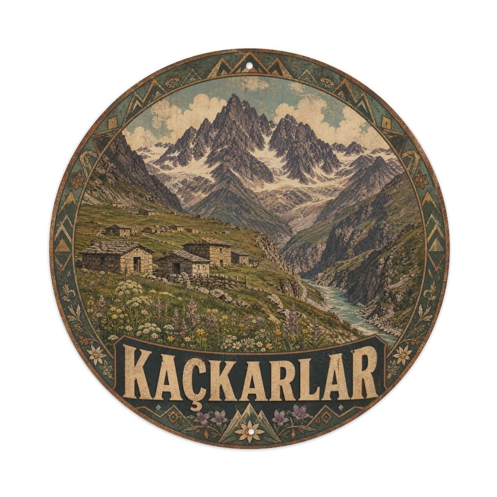 Kackar Mountains Nature Turkey Weathered Vintage Metal Tin Sign