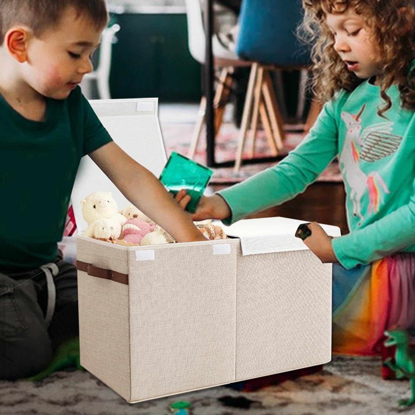 Scatola per giocattoli per bambini, cassapanca per giocattoli Cassetta | Contenitori pieghevoli con coperchio, grande cassettiera portaoggetti per giocattoli per la stanza d