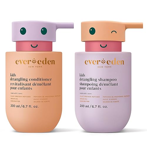 Evereden Happy Hair Duo - Juego de champú y acondicionador para niños, limpio, vegano y sin desgarros, desenredante de cabello para niños con