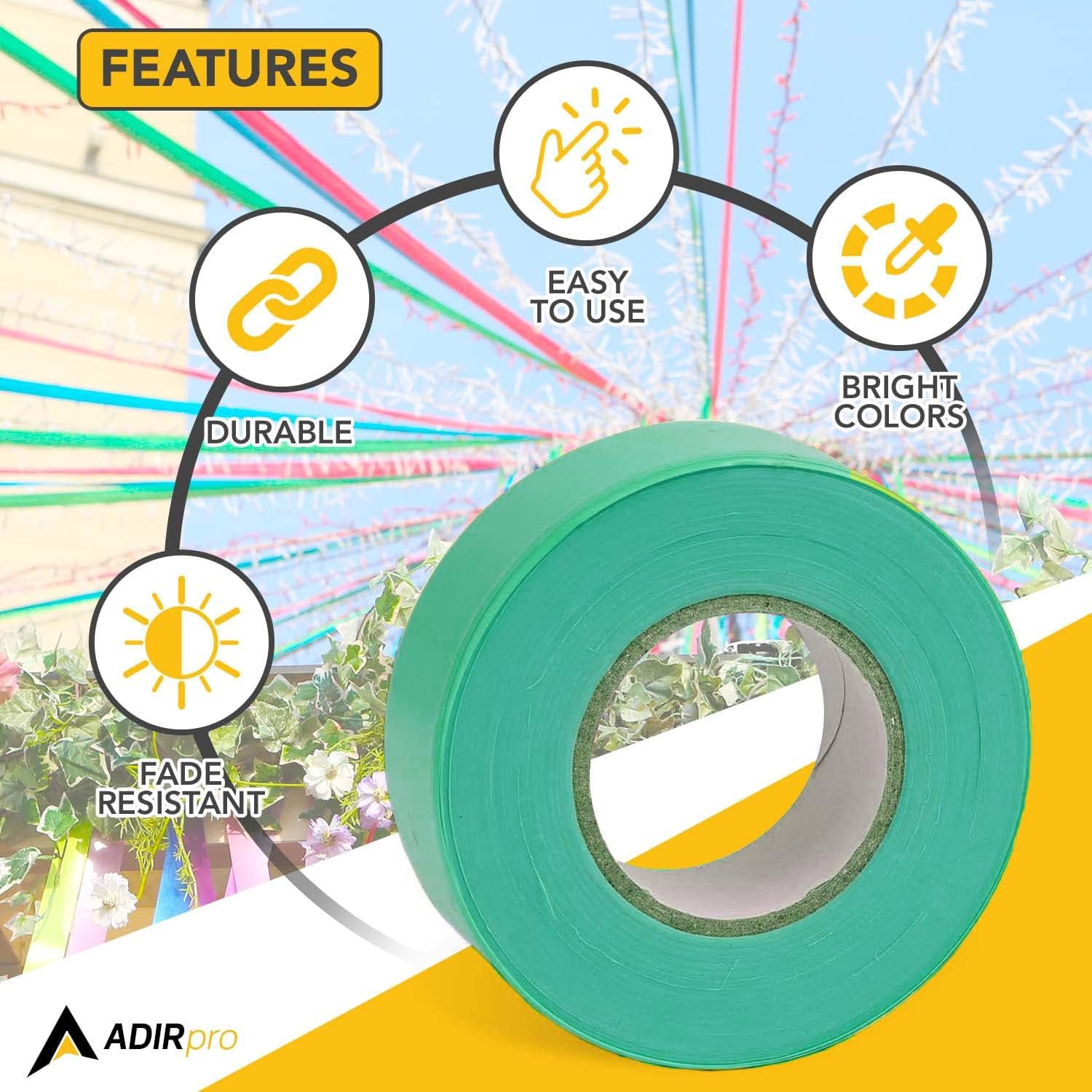 Adirpro 12 Rotoli Nastro Segnaletico Fluorescente Giallo - 150 Piedi X 2,5 Cm - Visibilità Estrema Per Cantieri, Giardino E Ufficio - 5
