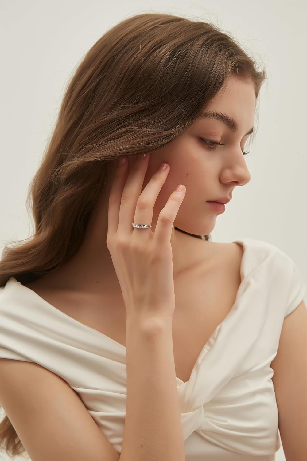 EAMTI 925 Sterling Silver Wedding Band for Women Cubic Zirconia Twisted Rope Half Eternity Band Ring Size 3-13 - Image 6