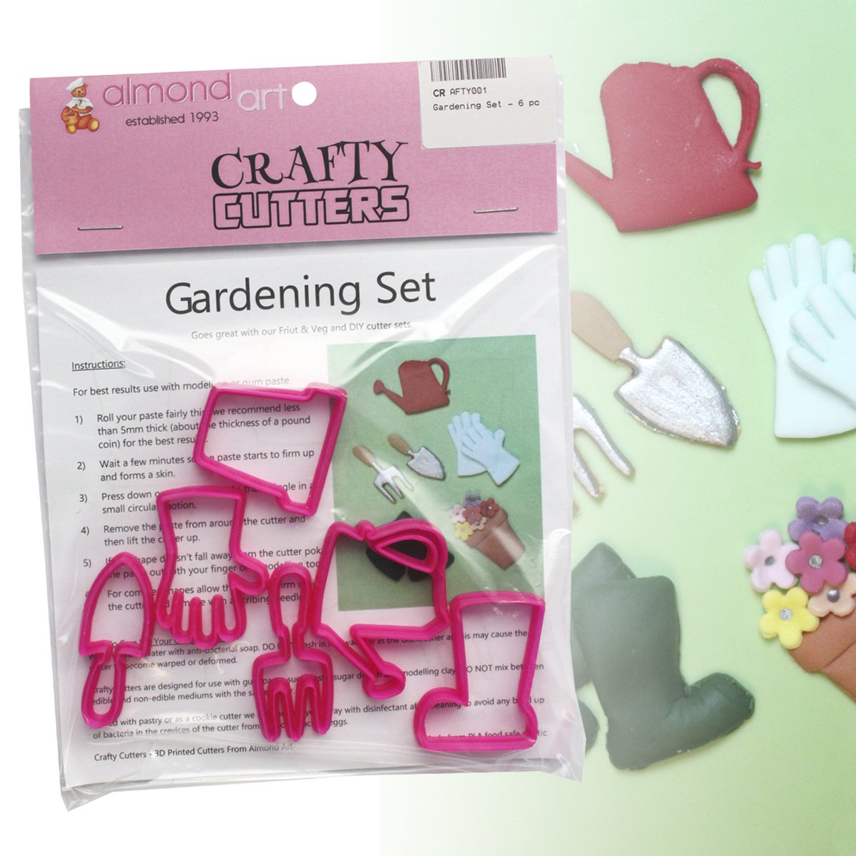 Crafty Cutters Pink Gardening Cutter Set - 6Pc - Cake Decoration & Cupcake Topper Cutters