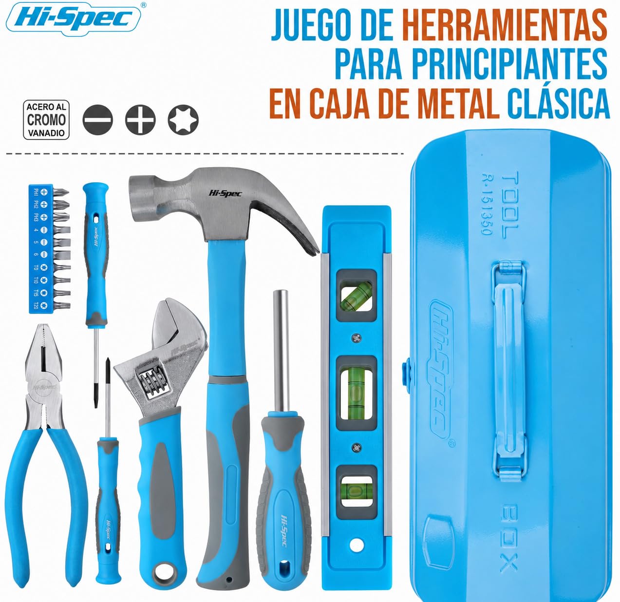 Hi-Spec Maletín de Herramientas Manuales para Hogar y Oficina Pequeño