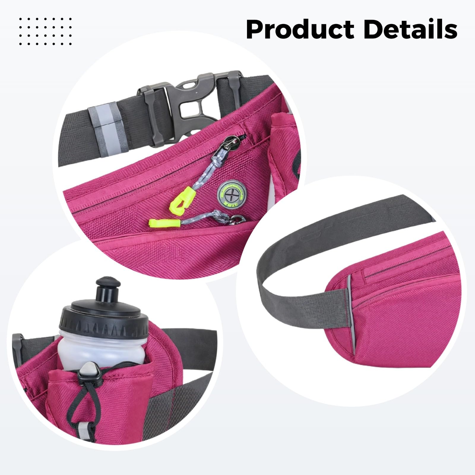 Ceinture d'hydratation de sport réfléchissante avec porte-bouteille d'eau réglable pour téléphone et