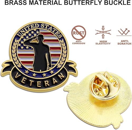 Miniatura 4 de 102050100 pines de veterano de Estados Unidos Bandera patriótica estadounidense para el Día de los Veteranos, Broche para el Día de los Caídos,